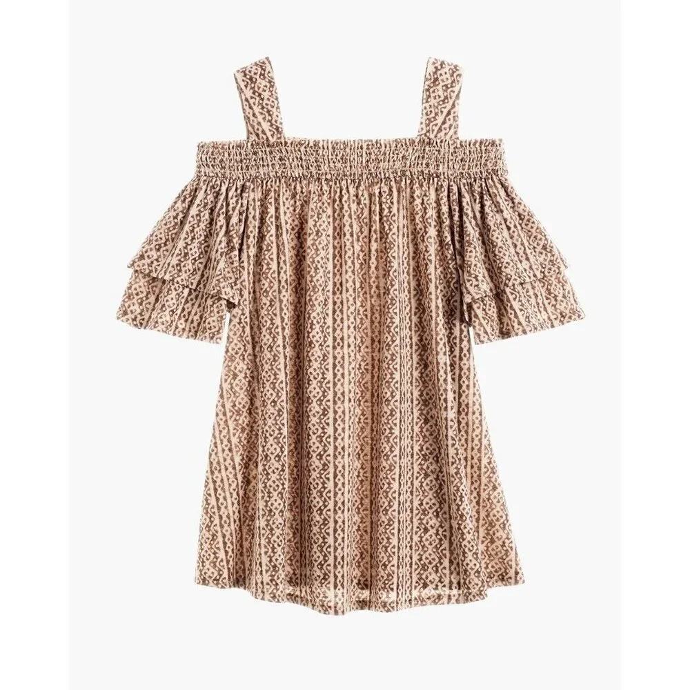 Chico's Size 2 Tribal Swirls Cold-Shoulder Top L 12 - Picture 2 of 12